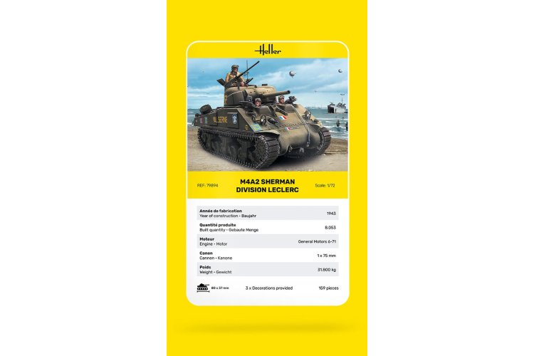 1:72 Heller 79894 M4A2 Sherman Division Leclerc - Franse Middelzware Tank - Hel79894 7 - HEL79894