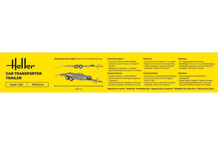 1:24 Heller 80774 Auto Transport Trailer - Aanhanger - Hel80774 5 - HEL80774