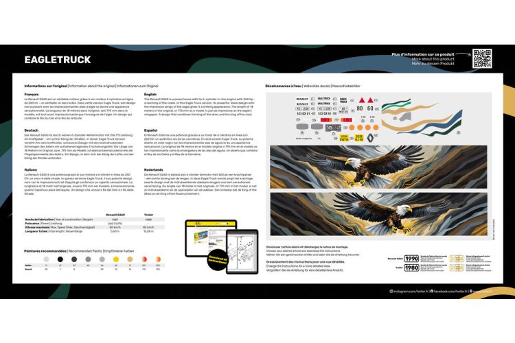 1:24 Heller 80784 Renault Eagletruck - Vrachtwagen 4x2 met dichte 3-assen kastentrailer - Hel80784 4 - HEL80784