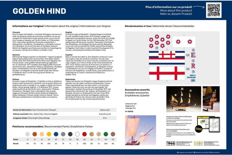 1:96 Heller 80829 Golden Hind Ship - Hel80829 2 1 - HEL80829