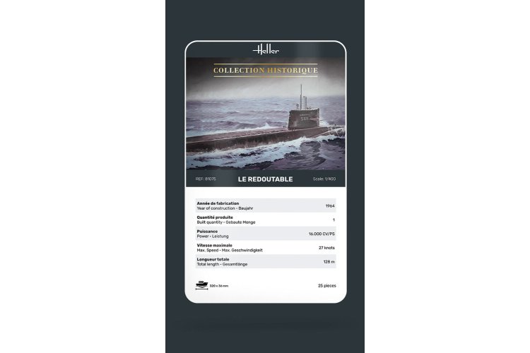 1:400 Heller 81075 Le Redoutable &ndash; Collection Historique &ndash; French Nuclear Ballistic Missile Submarine - Hel81075 7 - HEL81075