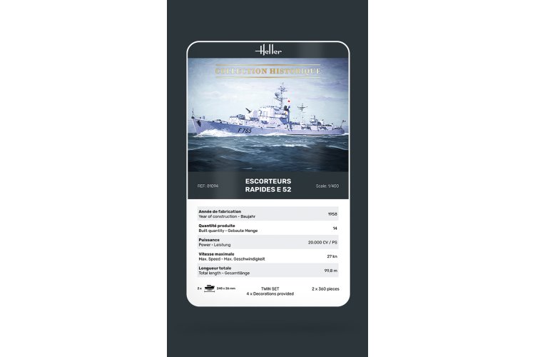 1:400 Heller 81094 Escorteurs Rapides E 52 Collection Historique - 2 Fregat Schepen - Hel81094 6 - HEL81094