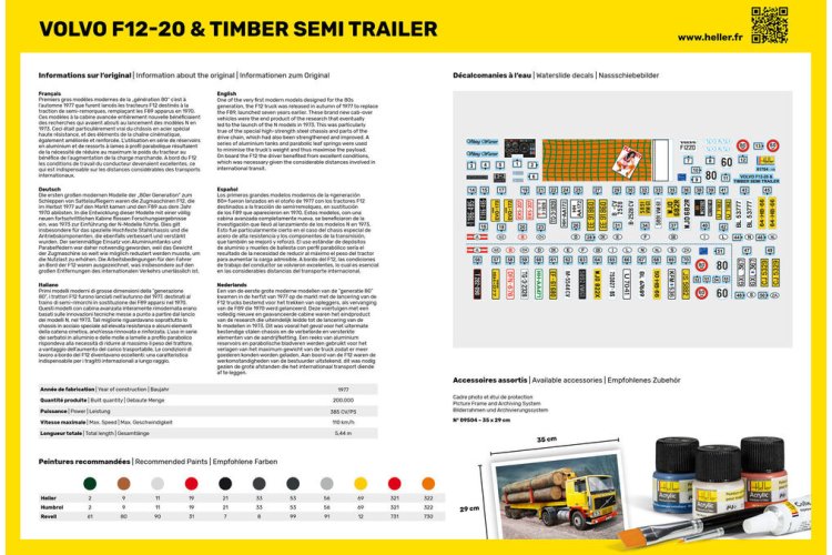 1:32 Heller 81704 Volvo F-12-20 Globetrotter with Timber Trailer - Hel81704 2 - HEL81704