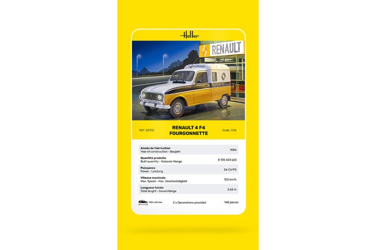 1:24 Heller 82700 Renault 4 F4 Fourgonnette - French Classic Van - Hel82700 10 - HEL82700