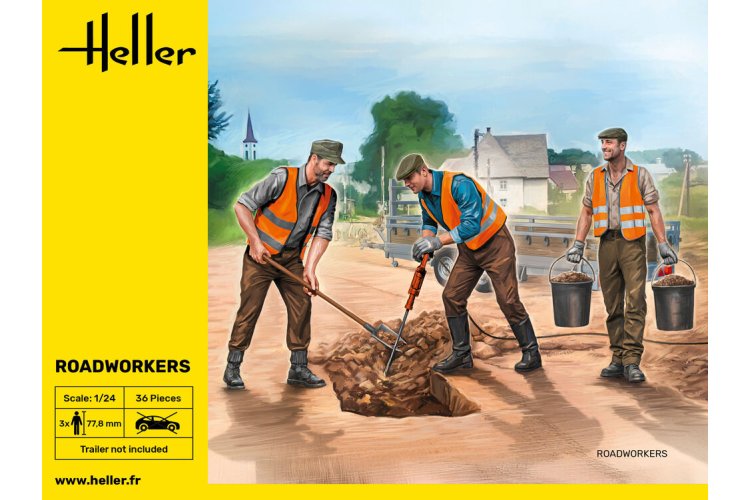 1:24 Heller 82754 Road Workers for Diorama &ndash; 3 Figures &ndash; 77.8mm - Hel82754 2 - HEL82754