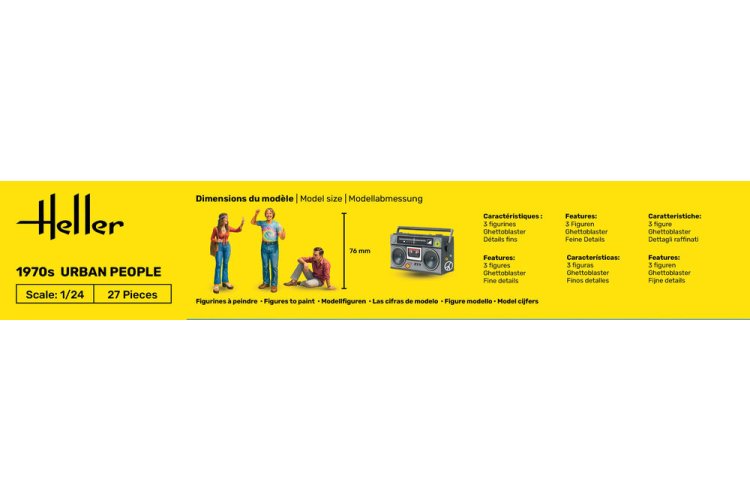 1:24 Heller 82757 Jaren 70 Stadsmensen - voor Diorama - 3 Figuren - Hel82757 5 - HEL82757
