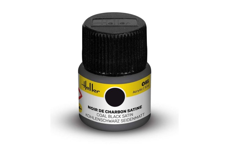 Heller #85 Koolzwart - Zijdeglans - Acryl - 12 ml - Hel9085 xs 1 - HEL9085-XS