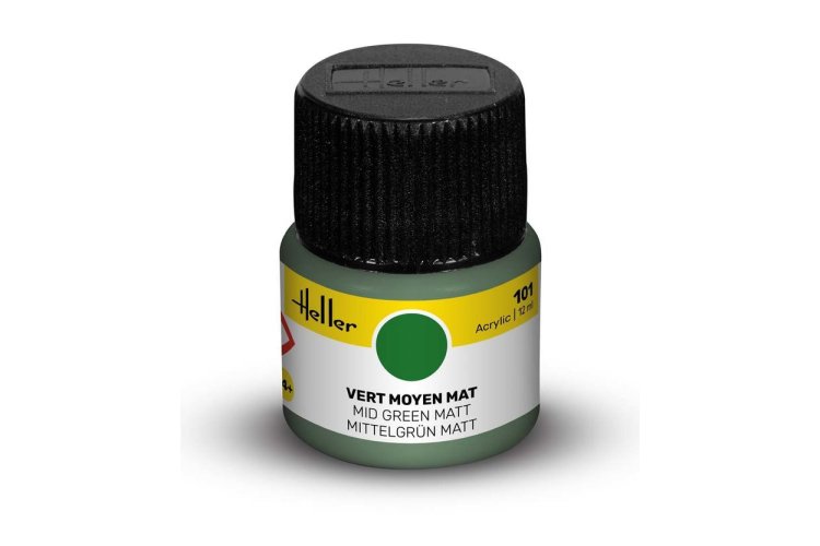 Heller #101 Medium Green - Matt - Acrylic - 12 ml - Hel9101 xs 1 - HEL9101-XS
