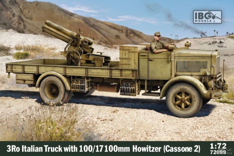 1:72 IBG Models 72099 Lancia 3RO - Italian 3Ro Truck with 100mm Howitzer 100/17 (Cassone 2) - Ibg72099 - IBG72099