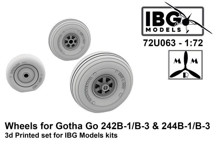 1:72 IBG Models 72U063 3D-Printed Wheels for Gotha Go 242B-1/B-3 & 244B-1/B-3 - Ibg72u063 1 - IBG72U063