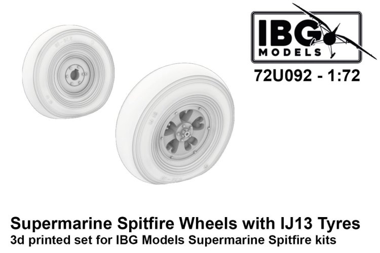 1:72 IBG Models 72U092 3D-Printed Upgrade Set &ndash; Wheels with IJ13 Tyres for Supermarine Spitfire - Ibg72u092 1 - IBG72U092