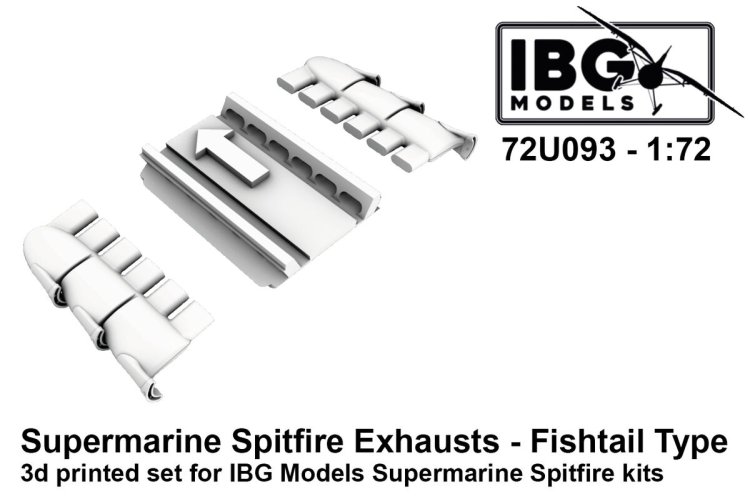 1:72 IBG Models 72U093 3D-geprinte Upgradeset - Fishtail-type Uitlaten voor Supermarine Spitfire - Ibg72u093 1 - IBG72U093