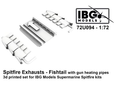1:72 IBG Models 72U094 3D-Printed Upgrade Set &ndash; Fishtail Exhausts with Gun Heating Pipes for Spitfire - Ibg72u094 1 - IBG72U094