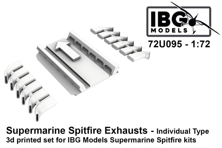 1:72 IBG Models 72U095 3D-Printed Upgrade Set &ndash; Individual Exhausts for Supermarine Spitfire - Ibg72u095 1 - IBG72U095