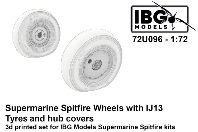 1:72 IBG Models 72U096 3D-Printed Upgrade Set &ndash; Wheels with IJ13 Tyres and Hub Caps for Spitfire - Ibg72u096 1 - IBG72U096