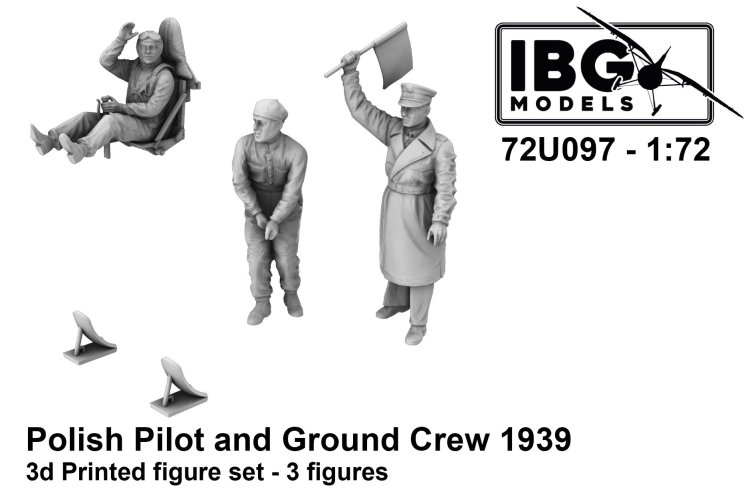 1:72 IBG Models 72U097 Polish Pilot and Ground Crew 1939 &ndash; 3D-Printed &ndash; 3 Figures - Ibg72u097 1 - IBG72U097