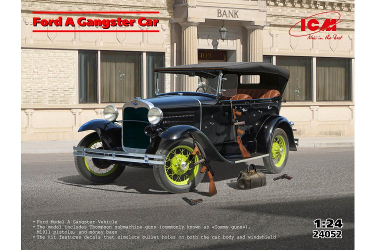 1:24 ICM 24052 Ford Model A Gangster Car - 1930's - Klassieke Auto - Icm24052 1 - ICM24052