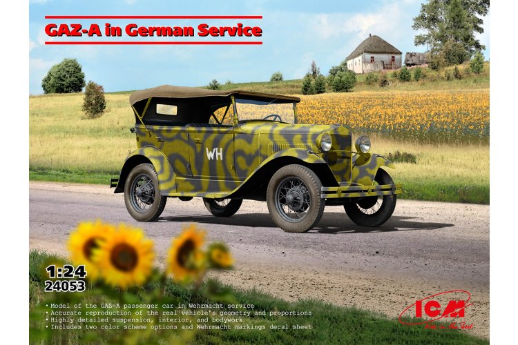 1:24 ICM 24053 GAZ-A Passagiersauto in Duitse Dienst - WWII Wehrmacht - Militair voertuig - Icm24053 1 - ICM24053