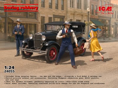 1:24 ICM 24055 Daring Robbery - Ford Model A Getaway Car with 3 Gangster Figures - Icm24055 1 - ICM24055