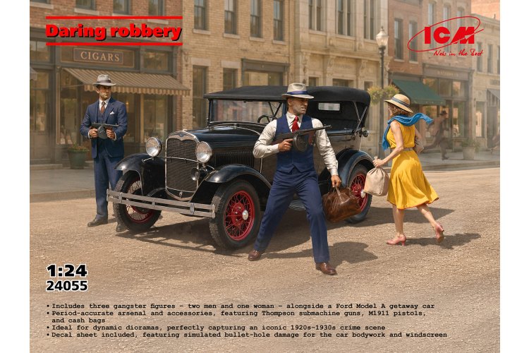 1:24 ICM 24055 Daring Robbery - Ford Model A Getaway Car with 3 Gangster Figures - Icm24055 1 - ICM24055