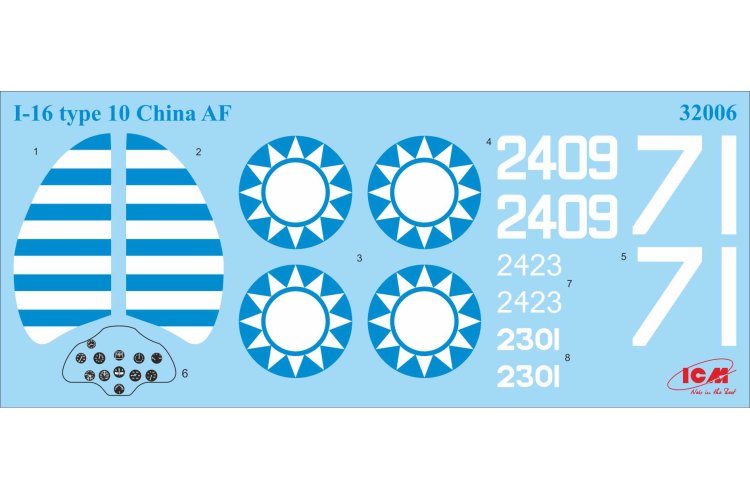 1:32 ICM 32008  I-16 type 10 with Chinese pilots - Icm32008 32006 dec - ICM32008