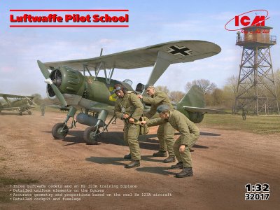 1:32 ICM 32017 Luftwaffe Pilot School &ndash; Henschel Hs 123A with 3 Figures WWII &ndash; German Propeller Aircraft - Icm32017 1 - ICM32017