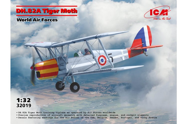 1:32 ICM 32019 DH.82A Tiger Moth - World Air Forces - Britse tweedekker - Vliegtuig - Icm32019 1 - ICM32019