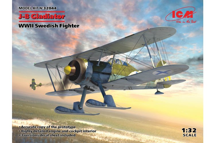 1:32 ICM 32044 J-8 Gladiator, WWII Swedish Fighter Plane - Icm32044 1 1 - ICM32044