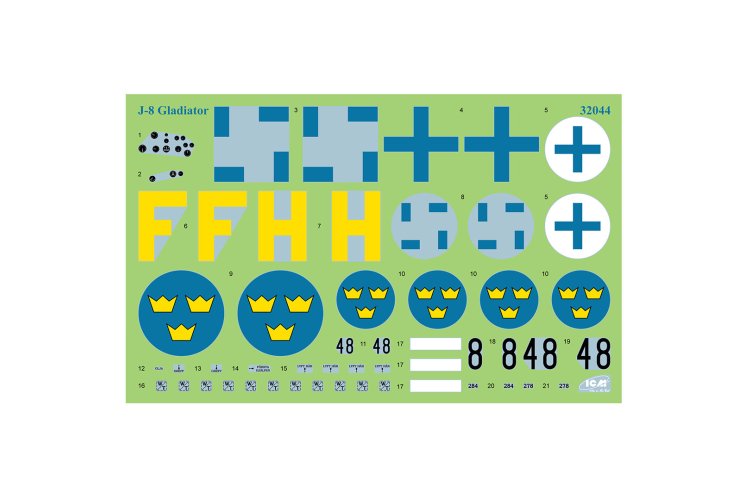 1:32 ICM 32044 J-8 Gladiator, WWII Swedish Fighter Plane - Icm32044 5 - ICM32044