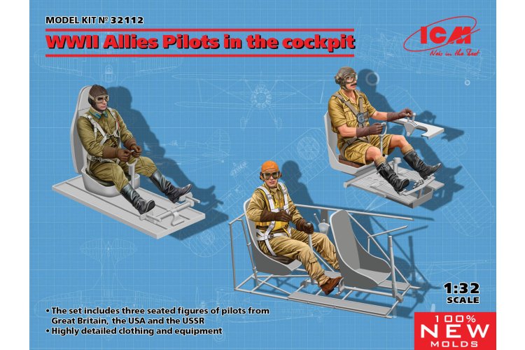 1:32 ICM 32112 WWII Allies Pilots in the cockpit (British,Amarican,Soviet) - Icm32112 1 - ICM32112
