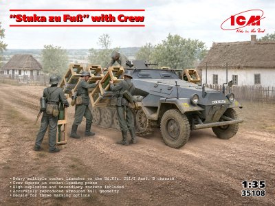 1:35 ICM 35108 Sd.Kfz. 251/1 Ausf. B Stuka zu Fu&szlig; WWII - Duitse Halfrups Raketwerper met 4 Figuren - Icm35108 1 - ICM35108