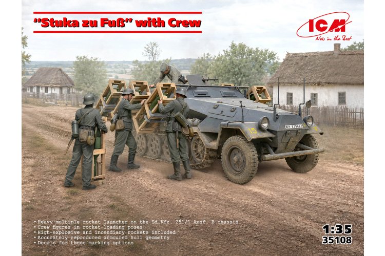 1:35 ICM 35108 Sd.Kfz. 251/1 Ausf. B Stuka zu Fu&szlig; WWII - Duitse Halfrups Raketwerper met 4 Figuren - Icm35108 1 - ICM35108