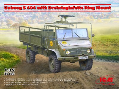 1:35 ICM 35139 Unimog S 404 met Drehringlafette MG3 - Duitse Militaire Vrachtwagen - Icm35139 1 - ICM35139