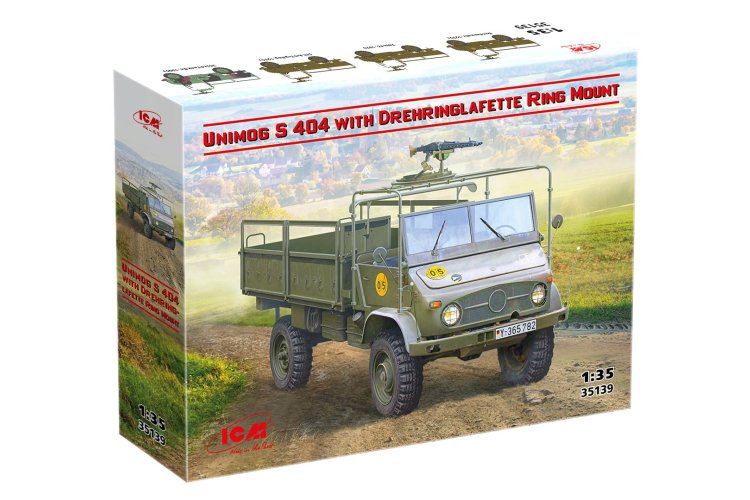 1:35 ICM 35139 Unimog S 404 met Drehringlafette MG3 - Duitse Militaire Vrachtwagen - Icm35139 2 - ICM35139