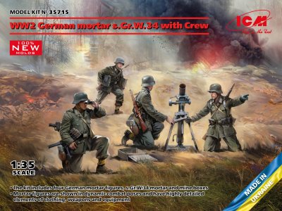 1:35 ICM 35715 WW2 German mortar GrW 34 with Crew - Icm35715 - ICM35715