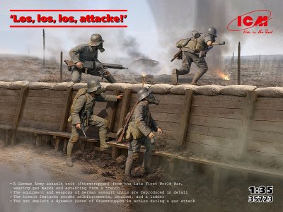 1:35 ICM 35723 &ldquo;Los, los, los, attacke!&rdquo; &ndash; German Soldiers WWI &ndash; 4 Figures - Icm35723 1 - ICM35723