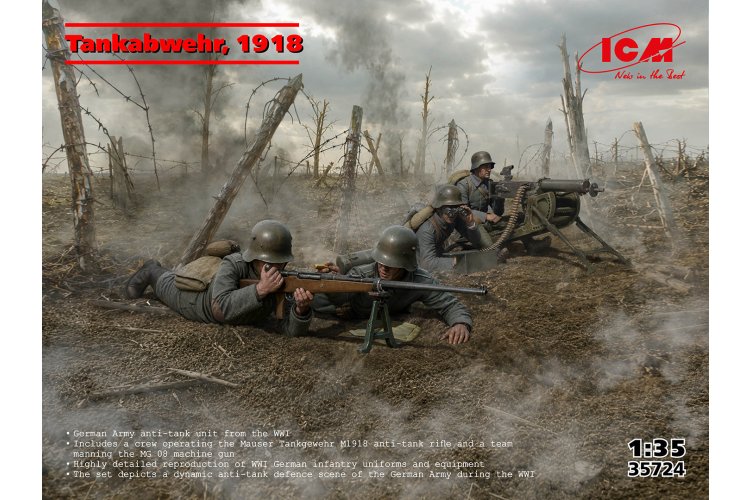 1:35 ICM 35724 Tankabwehr 1918 &ndash; WWI German Anti-Tank Unit &ndash; 4 Figures - Icm35724 1 - ICM35724