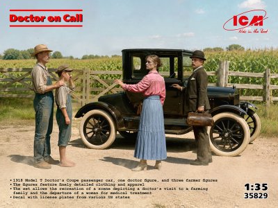 1:35 ICM 35829 Doctor on Call - Ford Model T - Amerikaanse Klassieke Auto met 4 Figuren - Icm35829 1 - ICM35829
