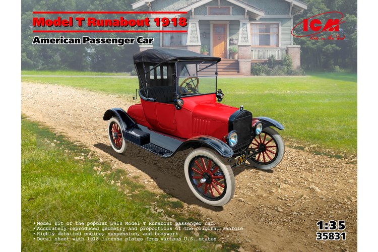1:35 ICM 35831 Ford Model T Runabout 1918 WWI - American Classic Car - Icm35831 1 - ICM35831