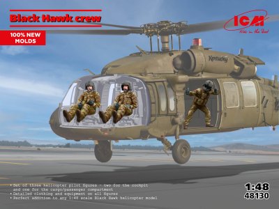 1:48 ICM 48130 Black Hawk Crew - Sikorsky S-70 Helikopterbemanning - 3 Figuren - 2 Cockpit + 1 Laadruimte - Icm48130 1x - ICM48130