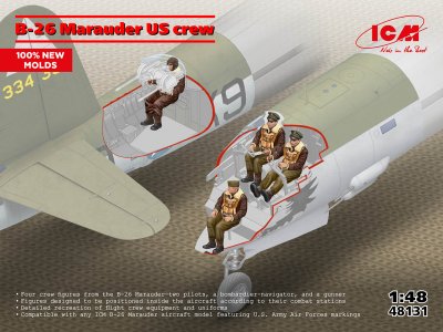1:48 ICM 48131 Martin B-26 Marauder Crew - U.S. Army Airforces - 4 Figuren - Icm48131 1x - ICM48131