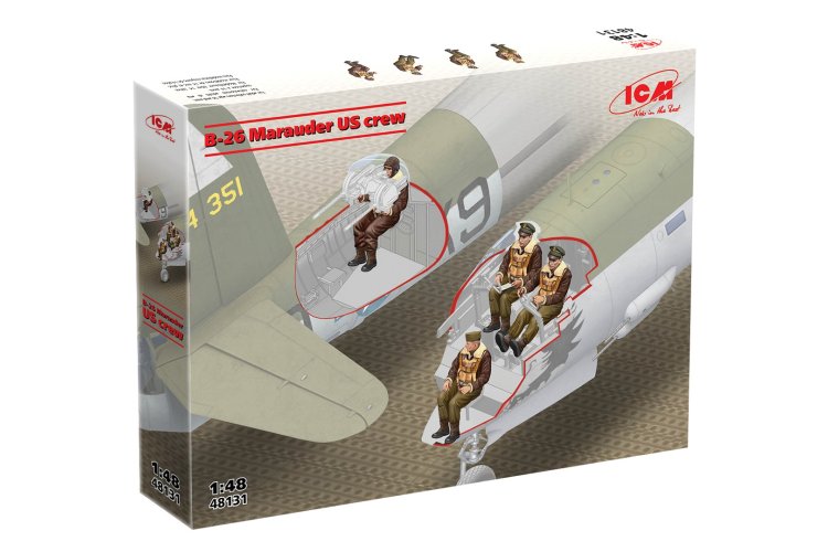 1:48 ICM 48131 Martin B-26 Marauder Crew - U.S. Army Airforces - 4 Figuren - Icm48131 2x - ICM48131