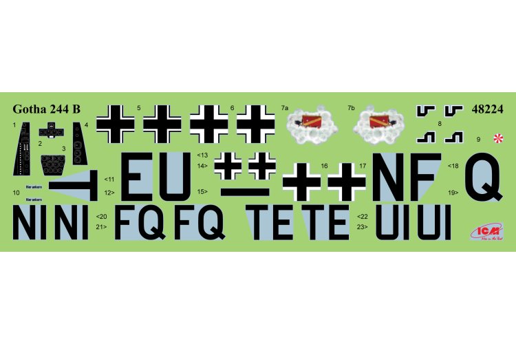 1:48 ICM 48224 Gotha Go-244B-2 WWII German Transport Aircraft - Icm48224 decals gotha 244 v3 web - ICM48224