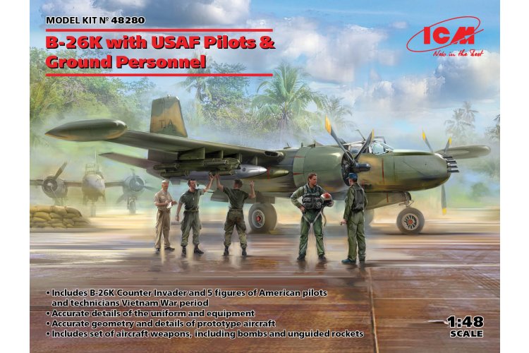 1:48 ICM 48280 B-26K Plane with USAF Pilots & Ground Personnel - Icm48280 1 - ICM48280