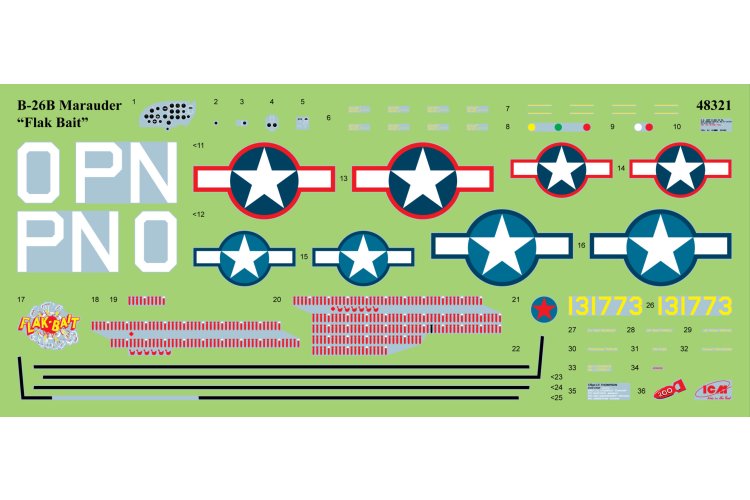 1:48 ICM 48321 Martin B-26B Marauder "Flak Bait" - 322nd Bombardment Group - Propeller Aircraft - Icm48321 16 - ICM48321