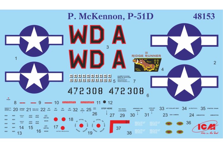 1:48 ICM 48324 Conquerors of Europe's Sky - B-26C Marauder - P-51D Mustang - Spitfire MK XVI - 3-Kits! - Icm48324 24 - ICM48324