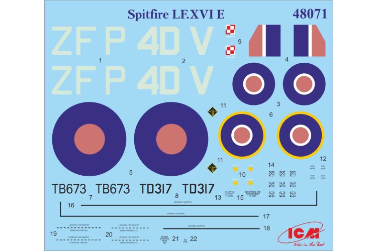 1:48 ICM 48324 Conquerors of Europe's Sky - B-26C Marauder - P-51D Mustang - Spitfire MK XVI - 3-Kits! - Icm48324 25 - ICM48324