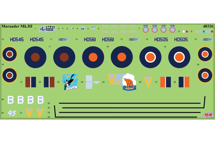 1:48 ICM 48326 Martin B-26 Marauder Mk.III &ndash; RAF/SAAF WWII Bomber &ndash; Propeller Aircraft - Icm48326 12 - ICM48326