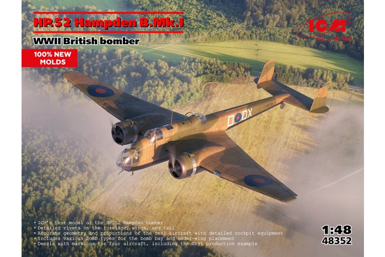 1:48 ICM 48352 Handley Page HP.52 Hampden B.Mk.I &ndash; WWII British Bomber - Icm48352 1 - ICM48352