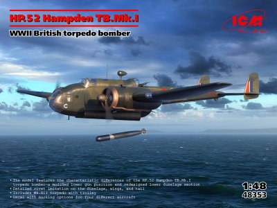 1:48 ICM 48353 HP.52 Hampden TB.Mk.I WWII - Britse Torpedobommenwerper - Icm48353 1 - ICM48353